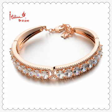 Bride luxurious AAA zircon handmade charm gold bangle